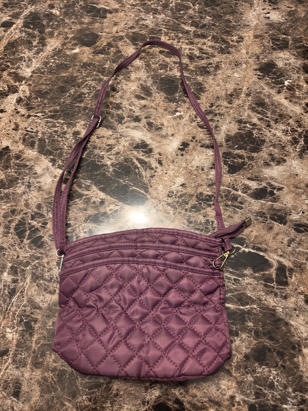 Plum Quilted Crossbody Purse